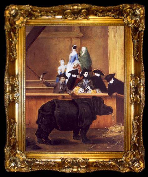 framed  Pietro Longhi Exhibition of a Rhinoceros at Venice, ta009-2
